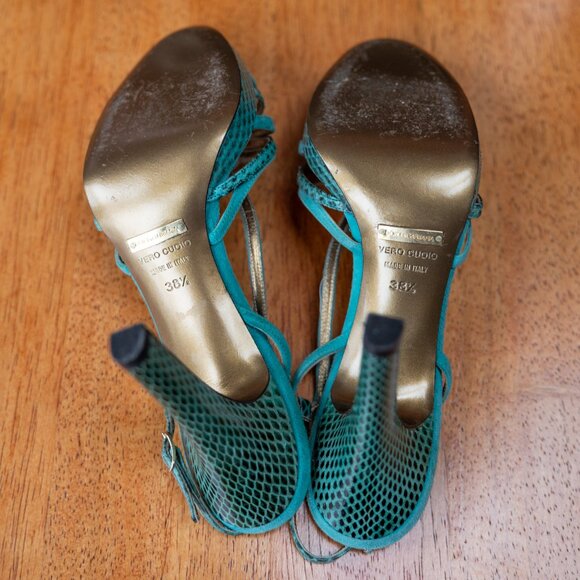 Dolce & Gabbana Turquoise Snake Strappy Heels – Italian Luxury, Size 38.5 - Picture 13 of 14